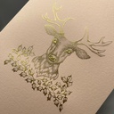 Christmas Card - Hand Engraved Gold Stag (Pack of 10)